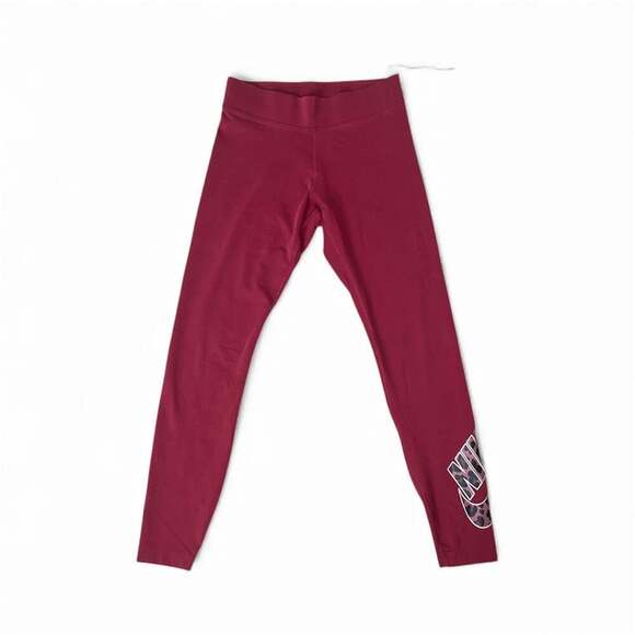 Nike Red Leopard Print Mid-Rise Full Length Leggings Women's Size Small - Picture 2 of 4